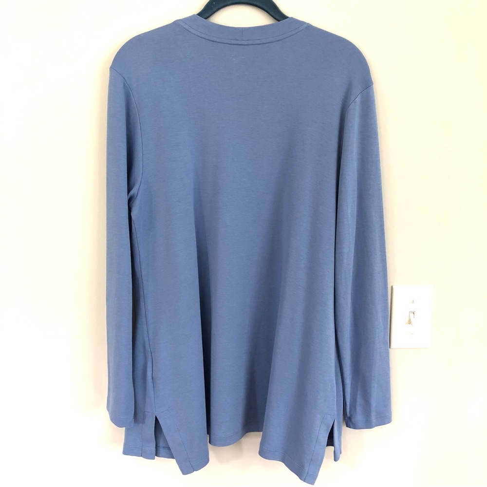 Isaac Mizrahi Live! Essentials Pima Cotton Knit Cardigan in Blue, Size M - Picture 9 of 12